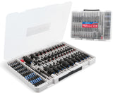 80-piece SEDY magnetic nut driver and drill bit set with universal socket, CR-V steel construction, and organized storage case for automotive and DIY use