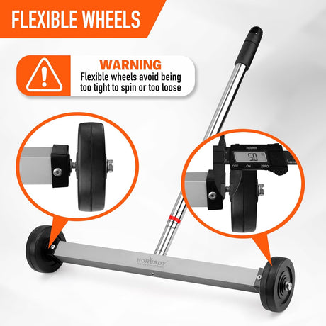 HORUSDY 17-inch magnetic sweeper with telescoping adjustable handle, wheels, and 8.8 lbs magnet pickup capacity