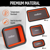 HORUSDY 3-Piece Orange Collapsible Magnetic Parts Tray Set – Heavy-Duty Silicone Tool Trays with Strong Magnets for Garage, Workshop, or Car Repair, in Large, Medium, and Small Sizes