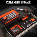 HORUSDY 3-Piece Orange Collapsible Magnetic Parts Tray Set – Heavy-Duty Silicone Tool Trays with Strong Magnets for Garage, Workshop, or Car Repair, in Large, Medium, and Small Sizes