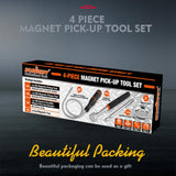 HORUSDY magnetic pickup tool set with telescoping rods, flexible magnetic sweeper, and stainless 3-inch magnetic tray