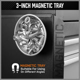 HORUSDY magnetic pickup tool set with telescoping rods, flexible magnetic sweeper, and stainless 3-inch magnetic tray