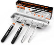 HORUSDY 5-piece magnetic pickup tool set with telescoping handles, strong magnets, and stainless steel tray for retrieving metal parts and tools in tight spaces.