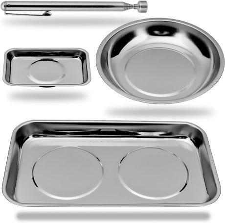 HORUSDY magnetic parts tray set with strong neodymium magnets for tool storage and hardware organization