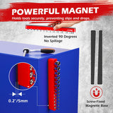 SEDY red magnetic socket organizer tray with 1/4" drive metric slots from 4mm to 14mm for toolbox and garage use