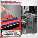 SEDY blue magnetic socket organizer for 3/8 inch drive SAE sockets, detachable aluminum trays with 5mm magnetic base for workshop and toolbox use