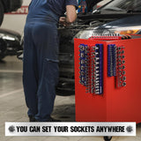 SEDY 12-piece red and blue magnetic socket organizer tray set with 143 metric and SAE slots for tool storage