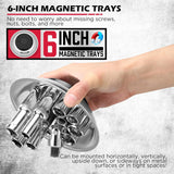 36-inch rolling magnetic sweeper kit with 40-inch telescoping magnetic pickup tool and trays, 55 lb capacity for nails, screws, and metal debris cleanup in garages, workshops, and lawns.