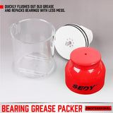 SEDY 4.5 Inch Bearing Grease Packer, Transparent Cup, Easy Grease Repacking Tool for Bearings Up to 3-1/2" O.D.