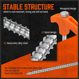 HORUSDY heavy-duty tent stakes with T-handle, spiral design, drill bit and ropes for secure outdoor anchoring