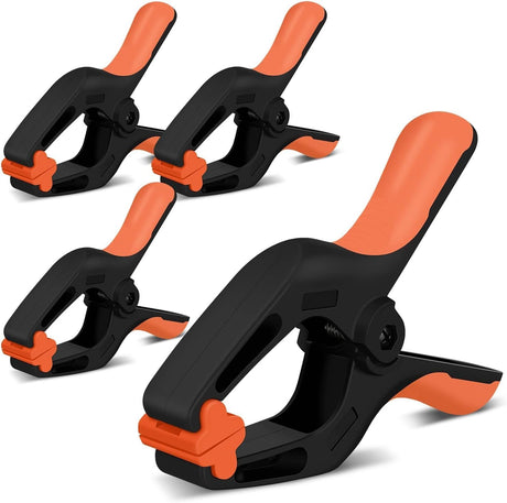 HORUSDY 7-inch heavy duty spring clamps with flexible rotating jaw pads, strong grip force, and ergonomic handles for woodworking and photography use