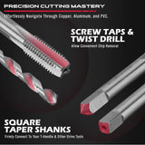 Thread repair kit with 320 pieces including taps, drills, thread inserts, installation tools, and T-handles, compatible with SAE and metric threads.