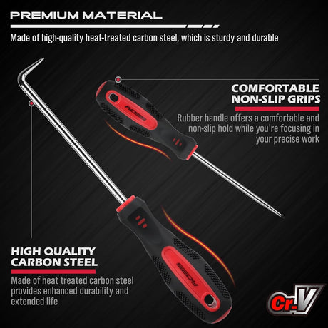 SEDY 11-Piece Heavy Duty Hook and Pick Set - Car Repair Tools with Non-Slip Handles and Storage Bag