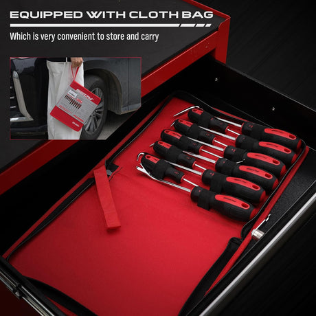 SEDY 11-Piece Heavy Duty Hook and Pick Set - Car Repair Tools with Non-Slip Handles and Storage Bag
