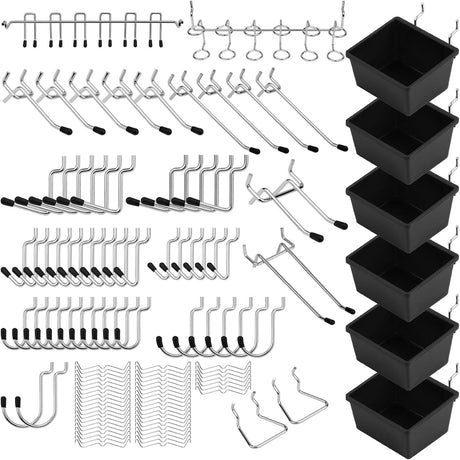 SEDY 121-Piece Pegboard Hooks Assortment, Includes Bins, 16 Different Hook Types, Easy Installation for Garage and Workshop Use