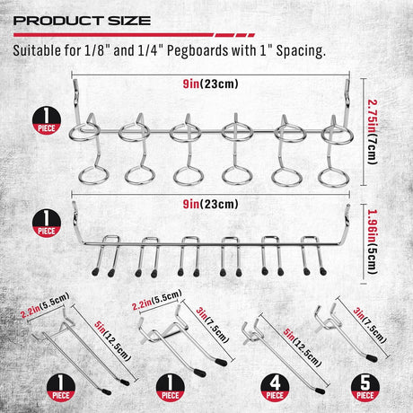 SEDY 121-Piece Pegboard Hooks Assortment, Includes Bins, 16 Different Hook Types, Easy Installation for Garage and Workshop Use