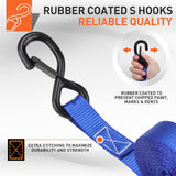 HORUSDY 2200LBS heavy-duty ratchet tie down straps kit with bungee cords, soft loops, and coated S-hooks for motorcycles, ATVs, trailers, and cargo security