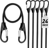 HORUSDY 5-Pack 24 Inch Heavy Duty Bungee Cords with Locking Hooks, 8mm Thick Tie Down Straps for Cargo, Bike, Outdoor Use