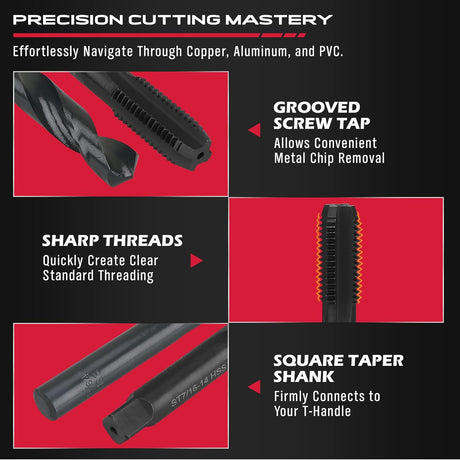 SAE thread repair kit with 131 pieces including screw taps, drill bits, coil inserts, installation tools, and T-handles, ideal for restoring damaged threads in steel and aluminum.