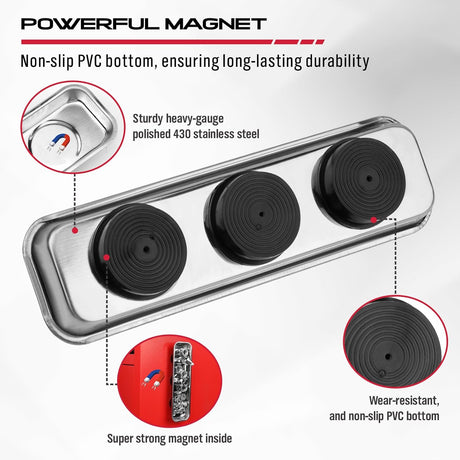 Horusdy Telescoping Magnetic Sweeper with Extendable Handle and Magnetic Tray for Easy Cleanup