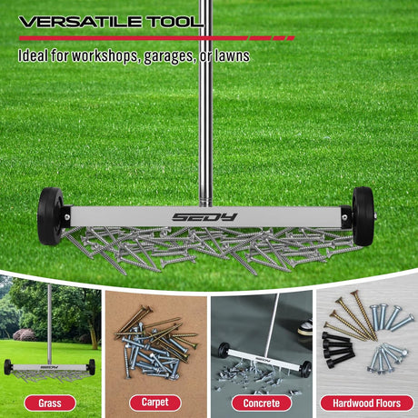 Horusdy Telescoping Magnetic Sweeper with Extendable Handle and Magnetic Tray for Easy Cleanup