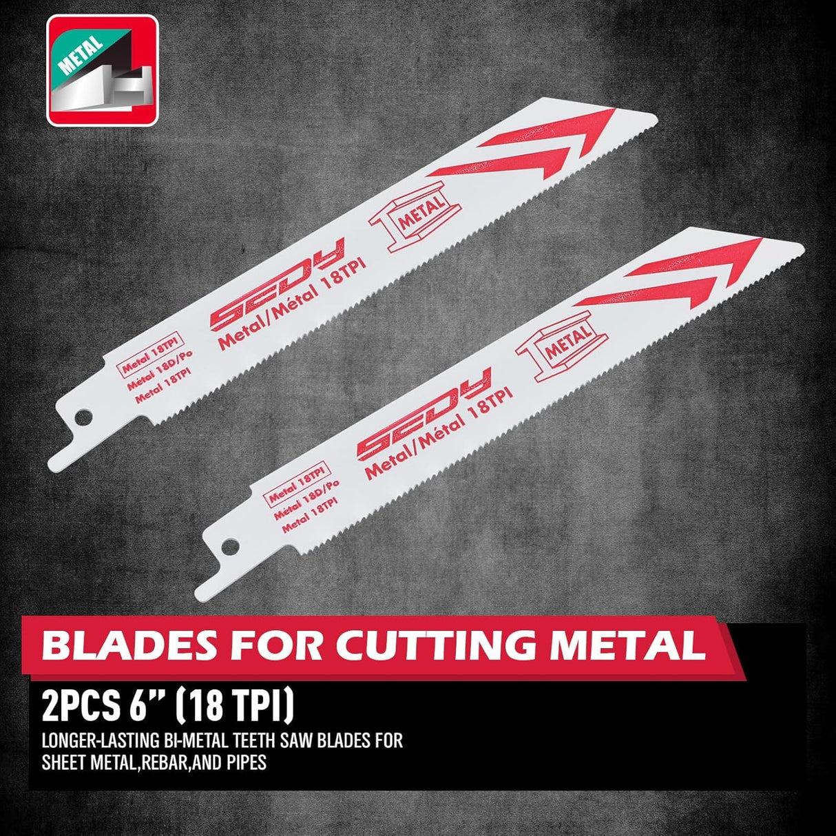 SEDY 10-piece bi-metal reciprocating saw blade set with aggressive cobalt teeth, for cutting wood, metal, pipes, and pruning trees, durable demolition blades