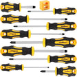 HORUSDY 11-piece screwdriver set with magnetic tips, CR-V steel blades, ergonomic handles, and magnetizer/demagnetizer tool