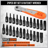 HORUSDY 47-piece magnetic nut driver and screwdriver bit set with ratcheting wrench, drill adapters, metric and SAE sizes, in storage case for mechanics and DIYers.