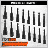 HORUSDY 47-piece magnetic nut driver and screwdriver bit set with ratcheting wrench, drill adapters, metric and SAE sizes, in storage case for mechanics and DIYers.