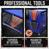 HORUSDY 2-piece magnetic wrench holder with strong magnets, fits SAE and metric wrenches, wall mount or tool chest storage organizer