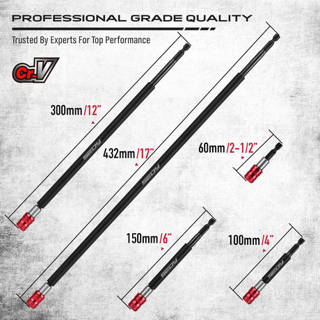 SEDY magnetic drill bit holder set with quick-release design, strong magnetism, and durable CR-V steel in multiple extension lengths