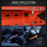 18-piece HORUSDY long magnetic nut driver set with SAE and metric sizes, 6-inch CR-V shafts, black and orange design, stored in durable case