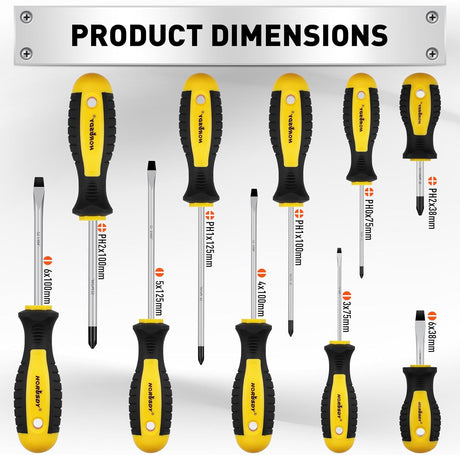 HORUSDY 11-piece magnetic screwdriver set with S2 steel blades, non-slip ergonomic handles, and durable carry case for versatile home and professional use