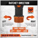 HORUSDY 14-in-1 ratcheting screwdriver with magnetic S2 steel bits and ergonomic handle for home and professional use
