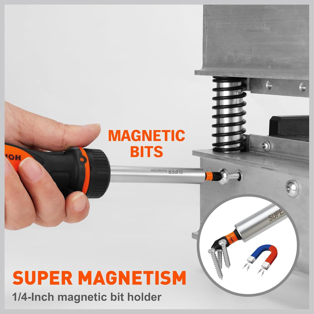 HORUSDY 14-in-1 Ratcheting Multi-Bit Screwdriver Set, Magnetic Tip, S2 Steel, Ergonomic Handle, Bit Storage