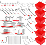 SEDY 121-Piece Pegboard Hooks Assortment, 16 Types, Includes Pegboard Bins, Easy Installation for Workshop and Garage Organization
