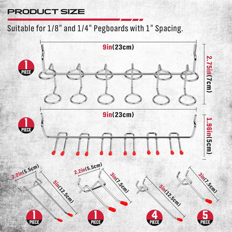 SEDY 121-Piece Pegboard Hooks Assortment, 16 Types, Includes Pegboard Bins, Easy Installation for Workshop and Garage Organization