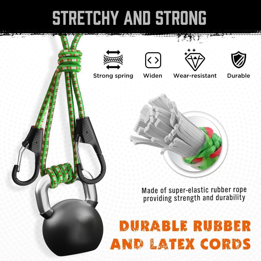 HORUSDY 28-Piece Bungee Cord Set with Hooks, Tarp Clips & Ball Ties – Heavy Duty Tie Down Kit for Car Roof, Camping, Canopy, Garage, and Outdoor Use