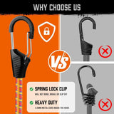 HORUSDY 28-piece heavy-duty bungee cord kit with hooks, canopy ball ties, and tarp clips for securing loads, tents, or tarps in outdoor and travel use