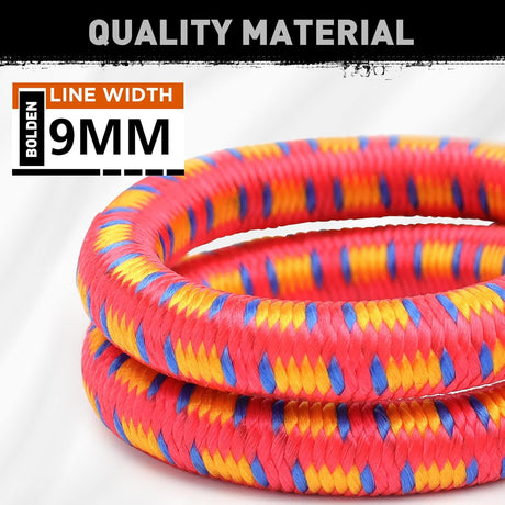 HORUSDY 18-inch heavy-duty bungee cords with spring lock clips and steel core for securing luggage, bike bags, outdoor gear, and rooftop loads