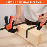 HORUSDY 2-pack 6-inch track saw clamps with L-shaped bar and non-marring pads, compatible with standard guide rails and F-clamp use