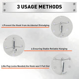 HORUSDY 100-pack pegboard metal peg locks with anti-fall hook design for 1/4" and 1/8" pegboards, durable and rust-resistant