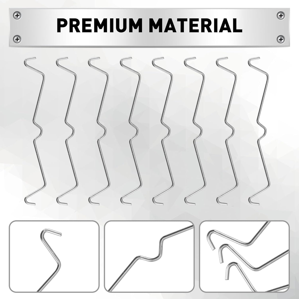 HORUSDY 100-pack pegboard metal peg locks with anti-fall hook design for 1/4" and 1/8" pegboards, durable and rust-resistant