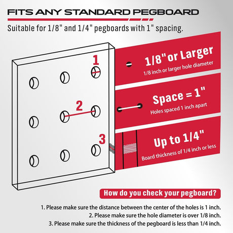 SEDY 300-piece pegboard hooks assortment with stainless steel peglocks, multiple sizes, bins for screws and small parts, fits standard 1/8" and 1/4" pegboards