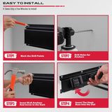 SEDY 64-inch wall-mounted garage tool storage rack with adjustable rubber-coated hooks and heavy-duty nylon extension straps for organizing rakes, shovels, and ladders