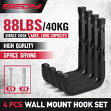 SEDY 6-inch heavy duty J utility wall mount garage hooks for bikes, ladders, and garden tools, holds up to 88LB