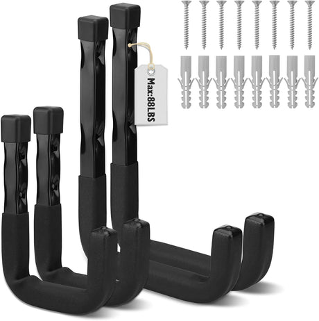 SEDY heavy duty wall mount garage hooks for ladders, bikes, and tools storage