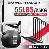 6-Piece Heavy Duty Rafter Hanger Hooks with Extension Straps, Vinyl Coated, Max Load 55LBS, for Garage, Bike, Ladder, and Garden Tool Storage - Black