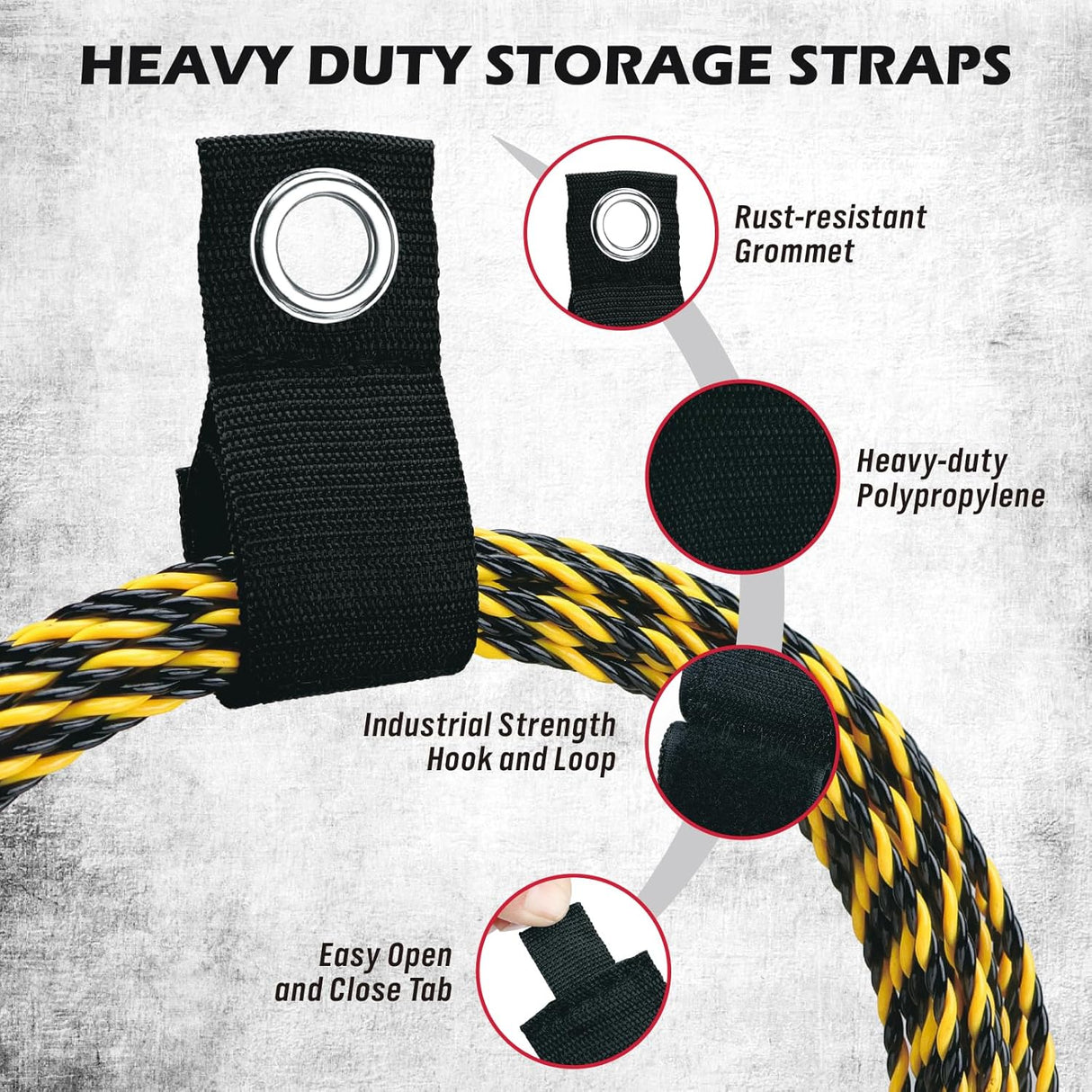 6-Piece Heavy Duty Rafter Hanger Hooks with Extension Straps, Vinyl Coated, Max Load 55LBS, for Garage, Bike, Ladder, and Garden Tool Storage - Black