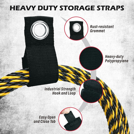 6-Piece Heavy Duty Rafter Hanger Hooks with Extension Straps, Vinyl Coated, Max Load 55LBS, for Garage, Bike, Ladder, and Garden Tool Storage - Black